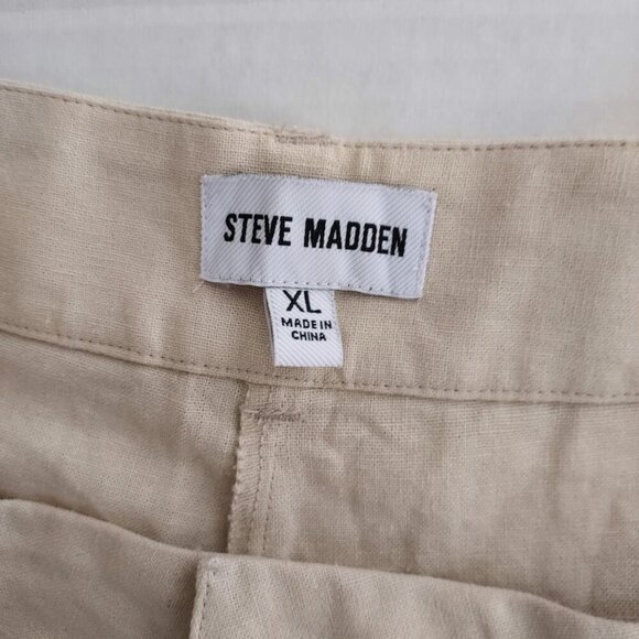 Steve Madden Linen Blend High Waist Pleated Wide Leg Tan Trousers Size XL NWOT - Picture 12 of 12